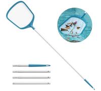 Movend 145.5cm Retino per Piscina, Retino per Skimmer per Piscina a Maglia Fine con Stabile Palo in Alluminio da 1,15 m, Guadino di Superficie con Palo da 4 Pezzi per Piscina, Alghe e Laghetto