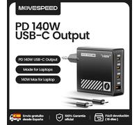 MOVESPEED Caricatore USB-C da 140 W PD3.1 Adattatore per caricabatterie GaN a ricarica rapida ad alta velocità per laptop MacBook Pro Air Surface Lenovo Dell Il nero