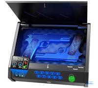 movgul Cassaforte per pistola, cassaforte biometrica con display LCD di temperatura e umidità, porta USB, cassaforte per pistola a 3 vie ad accesso rapido per impronte digitali, sicura per comodino