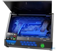 movgul Casseforti per Armi, Cassaforte Biometrica per Pistola con Display LCD di Temperatura e Umidità, Porta USB, Cassaforte per Armi a 3 Vie di Accesso Rapido con Impronta Digitale per Comodino o