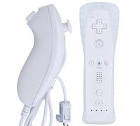 MOVHEIYL Replacement Remote Controller for Wii & Wii U, Built-in 2 in 1 Motion Plus with Silicon Case and Nunchuck (White)
