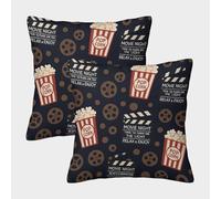 Movie Night Decor-film Theme Pattern Design Federe Cuscini Per Divano Decorativa Art Fodere Cuscino Set 2 Pezzi Cerniera Invisibile Da Letto Per Salotto 50x50cm