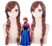 Movie Princess Anna Parrucche Olafs Avventura Anna Parrucca Cosplay Mix Marrone Treccia lunga Capelli sintetici per parrucca in costume da festa Anime
