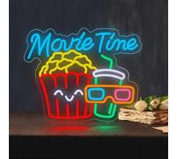Movie Time Neon Sign Porpcorn Film LED Luci al Neon per Decorazione Della Parete Dimmerabile LED Light Up Segni per Cinema Festa Privata Audiovisivo Camera Regalo