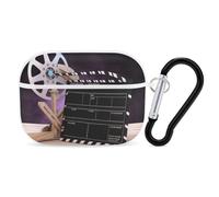 Movies Clapperboard AirPod Pro, custodia rigida antigraffio in policarbonato con portachiavi, accessorio per AirPod Pro 2a/1a custodia, per donne e uomini, stile bianco