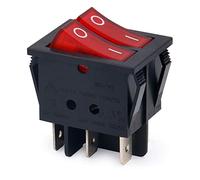 Movilideas Interruttore a bilanciere Doppio Quadrato Rosso SPST 6 Terminali Con Luce 16VA 250VAC UL VDE