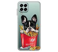 Movilshop Custodia per [ Samsung Galaxy M33 5G ] Disegno Animali domestici [ Cucciolo Bulldog con patate] in silicone flessibile trasparente cover gel per smartphone.