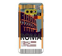 Movilshop Custodia per [ Samsung Galaxy S10e ] Biglietto aereo [ Roma] in silicone flessibile trasparente cover case cover gel per smartphone.
