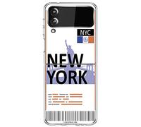 Movilshop Custodia per [ Samsung Galaxy Z Flip 3 5G ] Biglietto aereo [ New York] in silicone flessibile trasparente cover case cover gel per smartphone.