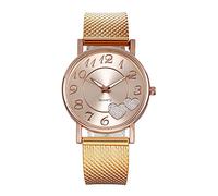 Movimento Big Valentines Orologi da donna Cintura Ladies Day Quartz Heart Rose Face Regali Orologio d'oro Orologio da polso Mesh Girls donna Meccanico Uomo(Rose Gold, One Size)