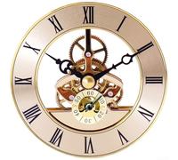 Movimento dell'orologio da 86 mm con meccanismo a ingranaggi in metallo visibile e cornice trasparente per installazioni fai da te per orologio da parete (86 mm oro)