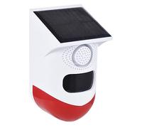 Movimento solare all'aperto 120dB forte sirena LED luci stroboscopiche di sicurezza del suono Distanza di rilevamento regolabile IP65 rivelatore impermeabile ricaricabile per fattoria casa fienile