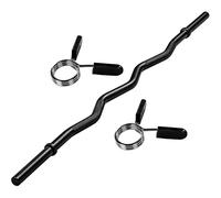MOVIT Bilanciere Curvo - 30mm, Lunghezza 120 cm (7kg) /130 cm (8 kg), Cromato o Nero, Chiusura a Vite o Clip a Molla - Barra Curva Ez, Curl Bar, Sollevamento, Pesi, Tricipiti, Barbell, Palestra