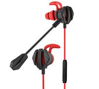 MOVKZACV G6 Gaming Auricolari cablati con doppio microfono, cuffie in-ear da gioco con cancellazione del rumore, auricolari, adatte per PC, telefono cellulare (nero rosso)