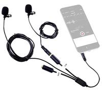 Movo Executive microfono lavalier per interviste, con clip, microfono secondario e ingresso per monitoraggio in cuffia, per Apple iPhone, iPad, Samsung, smartphone/tablet Android