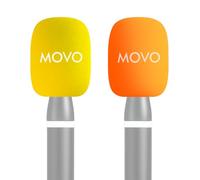Movo HWS-2 Parabrezza colorati WMX-HM2 & Rode Interview GO - Confezione da 2 coperture per microfoni Lavalier in schiuma per microfoni Lavalier - Parabrezza per microfono giallo e arancione per