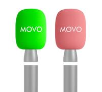 Movo Parabrezza colorati HWS-1 - Confezione da 2 coperture per microfono in schiuma per microfoni Lavalier - Parabrezza per microfono rosa e verde Compatibile WMX-HM2 Handle & Rode Interview GO