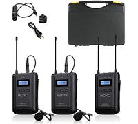 Movo Sistema Microfono Lavalier Wireless UHF a 48 Canali WMX-20-DUO con 1 Ricevitore, 2 Trasmettitori e 2 Microfoni con Risvolto Compatibile con Fotocamere DSLR (Gamma Audio 100 Metri)