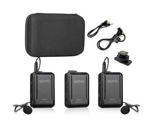 Movo WMX-1-DUO 2,4GHz Doppio Sistema di Microfoni Lavalier Wireless Compatibile con Fotocamere DSLR, Videocamere, iPhone, Smartphone Android e tablet (Gamma Audio 60 Metri)