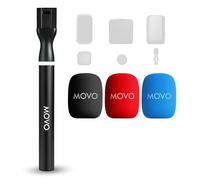 Movo WMX-HM2 - Impugnatura per microfono senza fili per DJI, Rode GO II, impugnatura portatile per interviste con supporto per microfono, adattatore e 3 parabrezza - per YouTube, TikTok, Journalism
