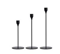 Movocaty Set di 3 portacandele neri, set di 3 portacandele conici per candelabri da caminetto per candele a LED e cono da 1,9 cm, decorazione moderna per matrimoni, feste, cene, anniversari