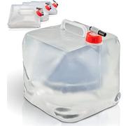 Movoja Set di 4 taniche pieghevoli da 10 l, con rubinetto, senza BPA e per alimenti, per esterni, campeggio, acqua potabile, tanica pieghevole per acqua potabile, 10 l, 10 litri