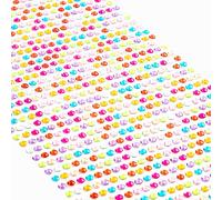 MOVOJA Pietre glitterate colorate, autoadesive, 1200 pezzi, 3 mm, autoadesive, per bambini, per il fai da te, con brillantini