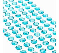 Movoja Strass azzurri - pietre rotonde con brillantini, 147 pezzi, Ø 10 mm, autoadesive per decorare e fai da te, pietre decorative da incollare, 147 pezzi, Ø 10 mm