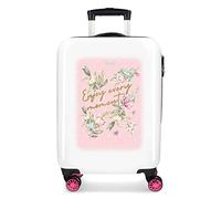 MOVOM Enjoy Every Moment Valigia da cabina, rigida ABS chiusura a combinazione laterale 34 2 kg 4 ruote doppie bagaglio a mano, 38 x 55 x 20 cm, Bianco