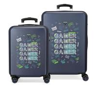 Movom Game Over Set di valigie blu 55/65 cm rigido 5,6 kg Chiusura a combinazione laterale ABS 5,6 kg 91L Bagaglio a mano, blu, Taglia unica, Set di valigie