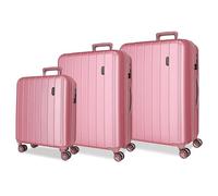 MOVOM Joumma Bags - Valigia da cabina con due scomparti, realizzata in materiale ABS resistente e leggero, 4 ruote girevoli, chiusura a combinazione laterale, Rosa, Taglia unica, Set 3 valigie 55-65