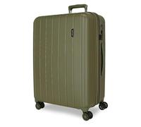 MOVOM Joumma Bags - Valigia da cabina in legno, misura media e grande, con 4 ruote doppie, estensibile, in ABS rigido, cachi, 48x68x27,5 cm, Valigia Media