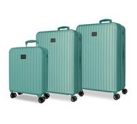 MOVOM Joumma Timber Set di Bagagli Verde Turchese 55/68/78 cm Rigido ABS Lucchetto a Combinazione Integrato 217L 11.1kg 4 Doppie Ruote Estensibile Bagaglio a Mano