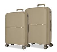 Movom Moon - Set di valigie beige 66/76 cm, rigido 7,6 kg, chiusura TSA integrata in polipropilene, 7,6 kg, 181,3 l, estensibile, Beige, Taglia unica, Set di valigie