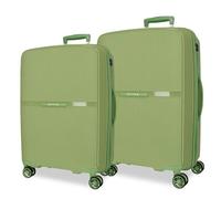 Movom Moon - Set di valigie verde 66/76 cm, rigido 7,6 kg, chiusura TSA integrata in polipropilene, 7,6 kg, 181,3 l, estensibile, Verde, Taglia unica, Set di valigie