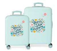 Movom Never Stop Dreaming Set di valigie blu 55/65 cm Rigida ABS chiusura a combinazione laterale 91 l 6 kg 4 ruote doppie attrezzature a mano