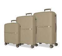 Movom Noon - Set di valigie beige 56/66/76 cm, rigido 2,8 kg, chiusura TSA polipropilene, 2,8 kg, 219,5 l, bagaglio a mano, Beige, Taglia unica, Set di valigie