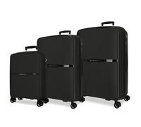 Movom Noon - Set di valigie nere 56/66/76 cm, rigido 2,8 kg, chiusura TSA polipropilene, 2,8 kg, 219,5 l, bagaglio a mano, Nero, Taglia unica, Set di valigie