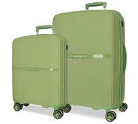 Movom Noon - Set di valigie verde 56/66 cm, rigido 2,8 kg, chiusura TSA polipropilene, 2,8 kg, 110,5 l, bagaglio a mano, Verde, Taglia unica, Set di valigie