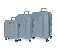 MOVOM Riga Set valigie Azzurro 55/70/80 cms Rigida ABS Chiusura a combinazione numerica 217L 4 doppie ruote Bagaglio a mano
