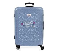 Movom Wild flowers Valigia media blu 45x68x26 cm ABS rigido Chiusura a combinazione laterale 70L 3 kg 4 doppie ruote