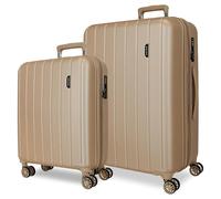 MOVOM Wood, valigia da cabina, bagaglio a mano, interno con due scomparti, realizzata in materiale ABS resistente e leggero, 4 ruote girevoli, lucchetto a combinazione laterale, di Joumma Bags