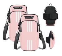 MOVOYEE Borse a tracolla piccole per donne e bambini, confezione da 2 custodie per cellulare, per corsa, passeggiate, allenamento, esercizi, fascia da braccio sportiva, iPhone 16, 15, 14, 13, 12, 11