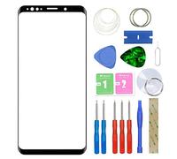 MovTEK Schermo Frontale Vetro Anteriore di Ricambio Originale per Samsung Galaxy S8 Plus S8+ G955F Sostituzione Kit per Vetro Tattile con Strumento di separazione e Adesivo 3M Nero
