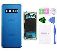 MovTEK Vetro Posteriore Copribatteria Originale per Samsung S10 G973F Coperchio Batteria con Vetro Fotocamera e Strumenti (Blu Prisma)