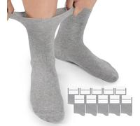 Mowenti Calzini Diabetici Uomo Donna Cotone Extra Larghi Senza Elastico Senza Cucitura Calze Classici Antitraspirante Sanitari 10 Paia Caviglie Gonfie Grigio 35-38
