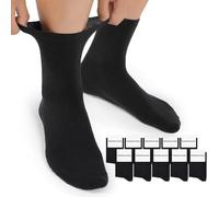 Mowenti Calzini per Diabetici Uomo Donna Cotone Extra Larghi Senza Elastico Senza Cucitura Calze Classici 10 Paia Antitraspirante Sanitari Caviglie Gonfie Nero 47-50