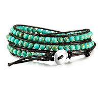 MOWOM Bracciali A Strati per Donna Uomo Bracciale in Corda di Cuoio Genuino Bracciale in Perline di Pietre Preziose Bracciale Intrecciato 3 Involucri Regalo di Gioielli in Agata Fatti Mano Regolabile