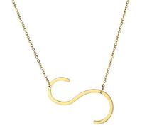 MOWOM Collana con Ciondolo con Lettera Iniziale Grande Personalizzata Incisione Personalizzata Nome Data per Donna Ragazza Regalo per Damigella d'Onore con Alfabeto Laterale Grande (Colore Oro S)