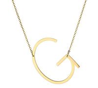 MOWOM Collana con Ciondolo con Lettera Iniziale Grande Personalizzata Incisione Personalizzata Nome Data per Donna Ragazza Regalo per Damigella d'Onore con Alfabeto Laterale Grande (Colore Oro G)
